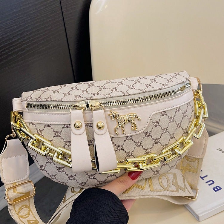 Autumn New Printed Women'S Bag Retro Chest Bag Women'S Shoulder Bag Chain Casual Fashion Crossbody Bag - Image 5