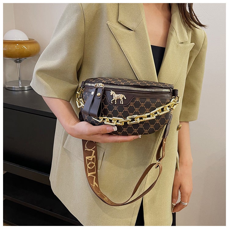 Autumn New Printed Women'S Bag Retro Chest Bag Women'S Shoulder Bag Chain Casual Fashion Crossbody Bag - Image 2
