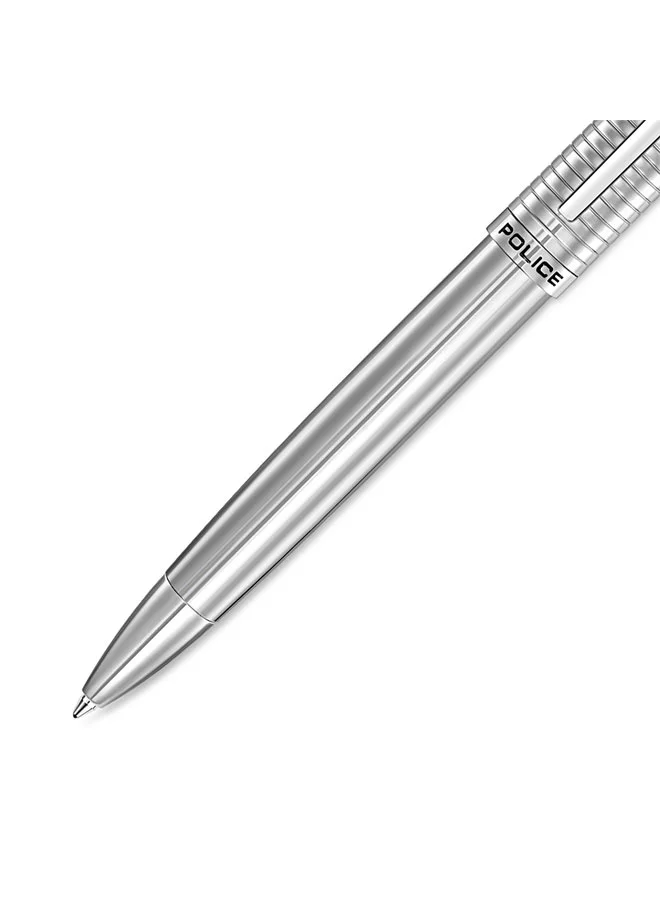 Police Silver Batang Stainless Steel Barrel Twist Ballpoint Pen for Men, Blue Ink for Men | Best Price UAE