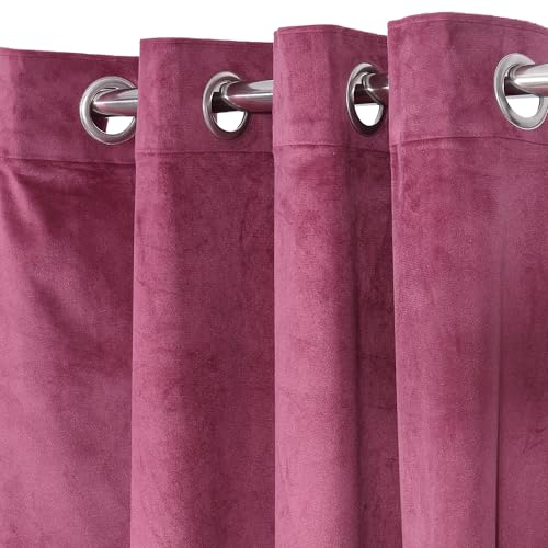 STITCHNEST Premium Velvet Semi Blackout Curtains with Pom Pom – Pack of 1 Door Curtains, Elegant Maroon Color for Bedroom & Living Room (Size: 7ft) - Image 3