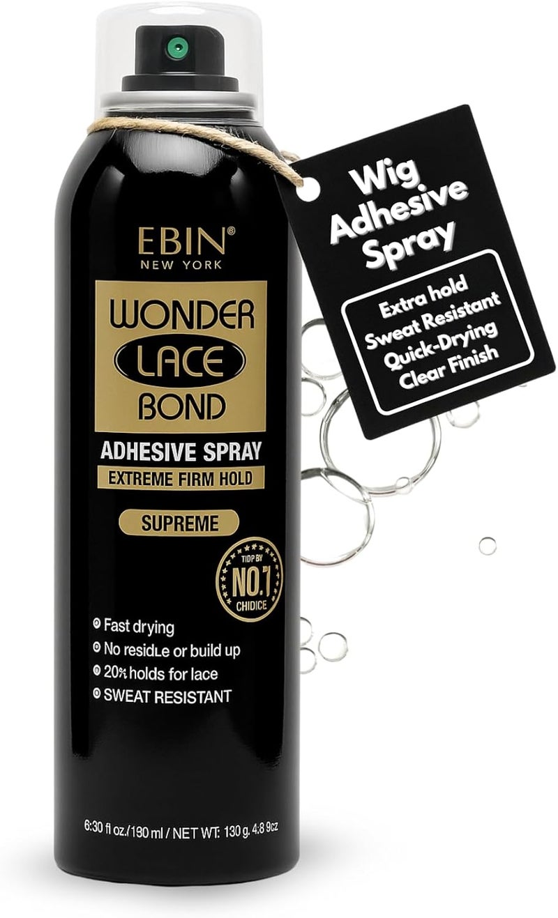 EBIN NEW YORK Wonder Lace Bond Adhesive Spray Supreme – Extreme Firm Hold 6.08oz/ 180ml | Active Use, Fast Drying, No Residue, No Build-up, Powerful Hold, All-day Hold, Daily Wig Application - Image 1