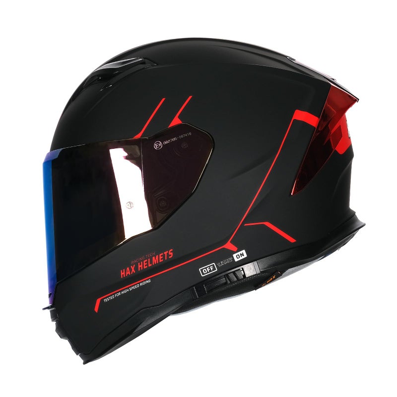 HAX Force Aerodynamic Full Face Helmet for Street EBikes DOT ECE Certified Enhanced Dual Visor Adult Size Pinlock Ready Matte Black Red S - Image 3