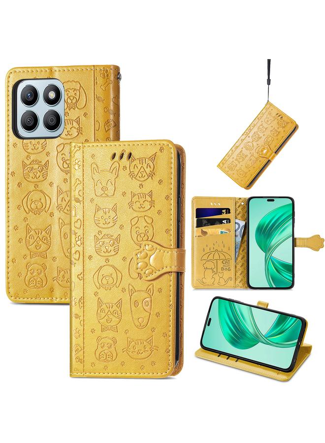 S-TOP Case For Honor X8b Cat and Dog Embossed Leather Phone Case - Image 1