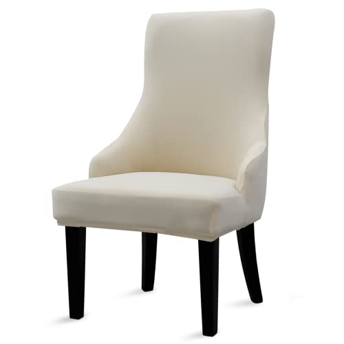 Liykimt Stretch Wingback Side Chair Slipcover-Accent Chair Cover Slipcover with Arm,Washable Upholstered Arm Dining Chair with Nailed Trim Protector for Dining Living Room Set of 1,Beige - Image 1