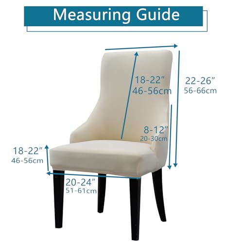 Liykimt Stretch Wingback Side Chair Slipcover-Accent Chair Cover Slipcover with Arm,Washable Upholstered Arm Dining Chair with Nailed Trim Protector for Dining Living Room Set of 1,Beige - Image 3