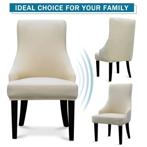 Liykimt Stretch Wingback Side Chair Slipcover-Accent Chair Cover Slipcover with Arm,Washable Upholstered Arm Dining Chair with Nailed Trim Protector for Dining Living Room Set of 1,Beige - Image 5