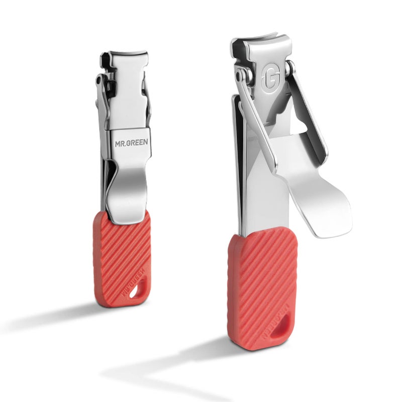 MrGreen MRGREEN Compact Nail Clippers Foldable Nail Cutters Manicure Tools Portable Fingernail Clipper with Key Chain Nail Scissors Red 
