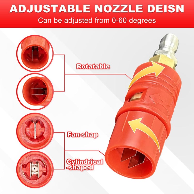 Fesasn Pressure Washer Nozzle Tips Set, Adjustable Pressure Washer Nozzle Tips (0 to 60° Variable Spray Pattern), 1/4 Inch Quick Connect Plug, for Pressure Washer 3-7 GPM - Image 4