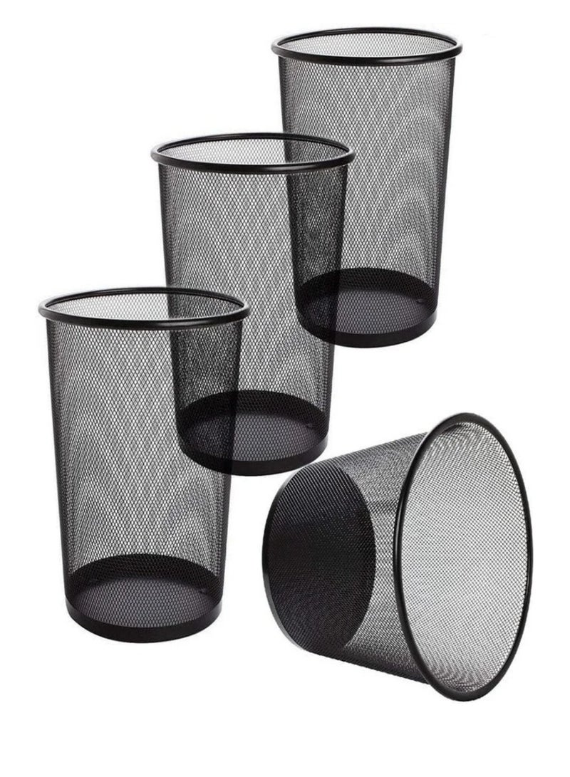 Set of 4 black metal mesh wastebaskets - Image 1