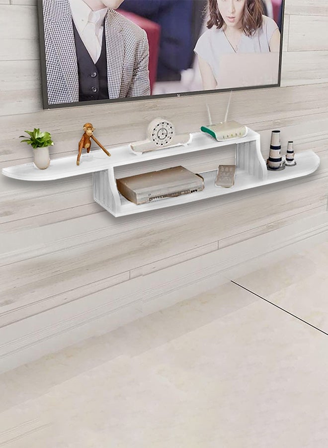 CATANES Floating TV Stand Furniture TV Stand Wall Units for Living Room Wall Mounted Satellite TV Box Holder Storage Rack Set-Top Box Living Room Rack Large Capacity White - Image 1