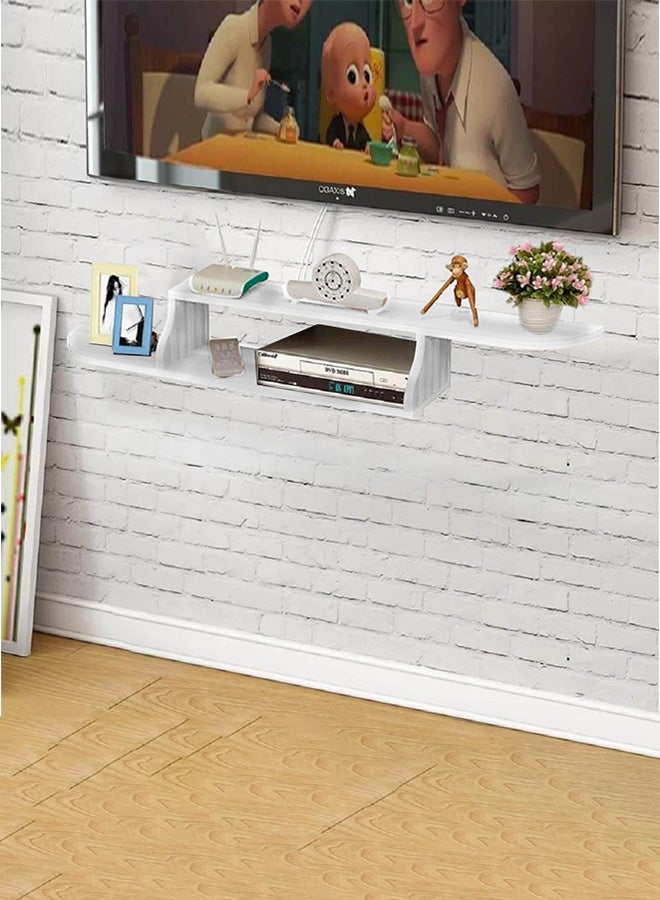 CATANES Floating TV Stand Furniture TV Stand Wall Units for Living Room Wall Mounted Satellite TV Box Holder Storage Rack Set-Top Box Living Room Rack Large Capacity White - Image 2