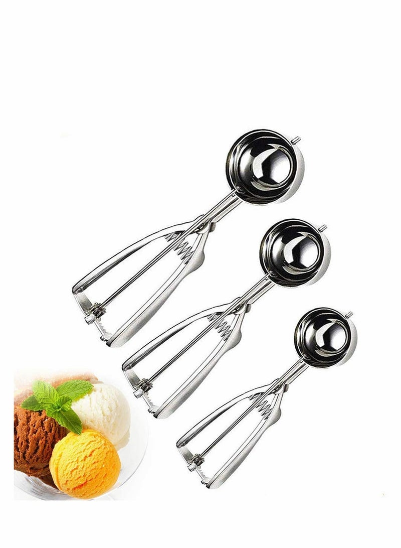 SYOSI Ice Cream Scoop Ice Cream Scoop Set 3 Pcs Stainless Steel Ice Cream Scoop Trigger - Image 1