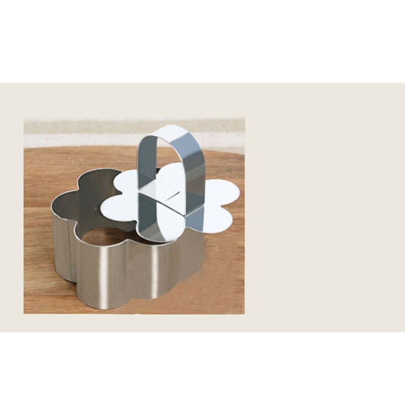 8 pcs Mousse Mold Stainless Steel Cake Making Tool Unique Baking Supplies for Home Kitchen with Push Board (Heart + Round + Flower + Pattern) - Image 4