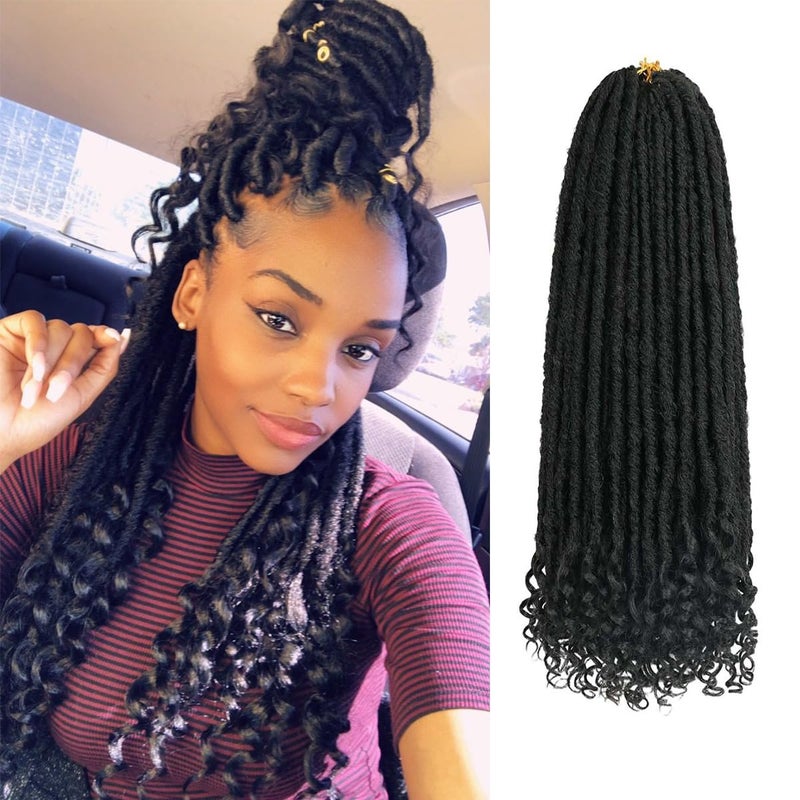 MODERN QUEEN 6 Packs Goddess Locs Crochet Hair 24 Inch Straight Faux Locs Crochet Braids PreLooped Curly Soft Synthetic Braiding Hair Extensions for Black Women24 Inch 6 Packs 1B