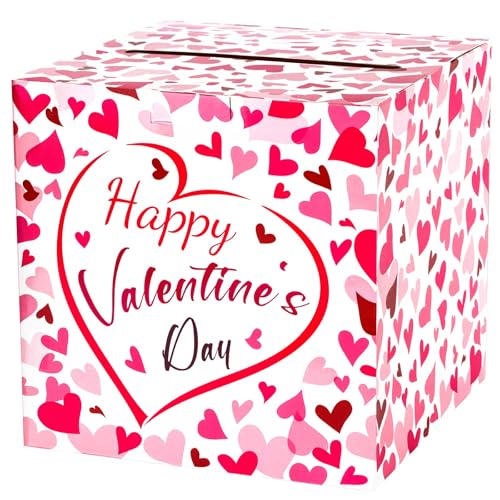 Lemicin Large Card Box Valentine's Day Pink Love Boxes Envelope Box with Slot for Valentine's Day Lover Birthday Gift Present Party Party Favors Decor Party Supplies (8 x8 x8 in) - Image 1