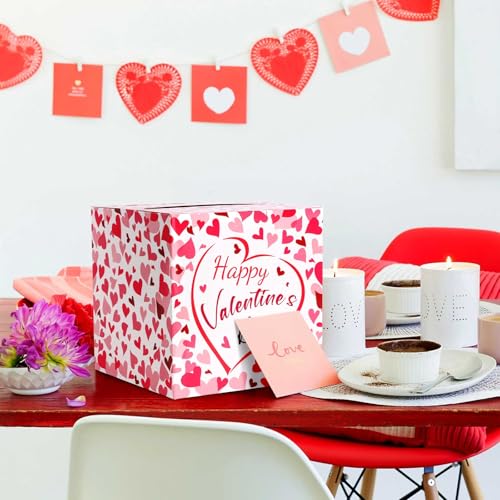 Lemicin Large Card Box Valentine's Day Pink Love Boxes Envelope Box with Slot for Valentine's Day Lover Birthday Gift Present Party Party Favors Decor Party Supplies (8 x8 x8 in) - Image 2