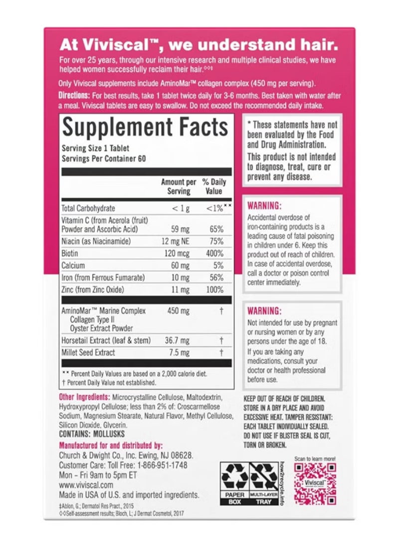 Viviscal - Woman Hair Health Supplements, 60 Tablets - Image 1