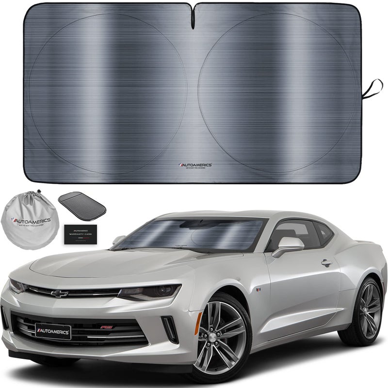 Autoamerics 1-Piece Windshield Sun Shade - Metallic Gray Foldable Car Front Window Sunshade for Most Cars SUV Truck Heat Blocker Visor Protector Blocks Max UV Rays and Keeps Your Vehicle Cool - Small - Image 1