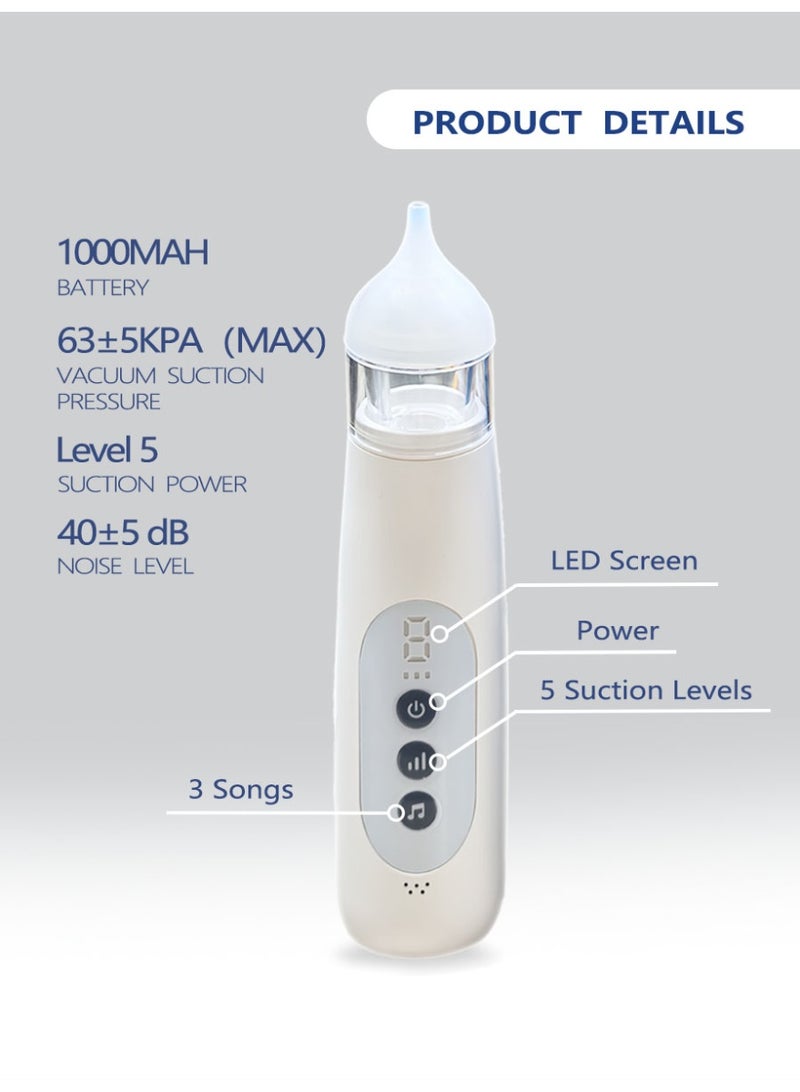 🍼 Electric Baby Nose Cleaner – Rechargeable Nasal Aspirator with 5 Suction Levels, Soft Silicone Tips, Mucus Remover for Infants 👶 - Image 4