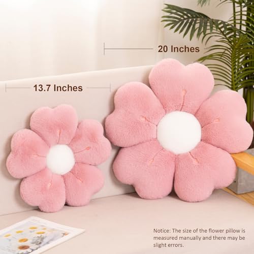 ZCNYCLAM Flower Shaped Pillow Cute Decorative Throw Pillow with Soft Artificial Rabbit Fur for Couch Bed Chair Floor Flower Pillows Seating Cushions with Room Dcor for Bedroom Living Room 149 Light Pink - Image 3