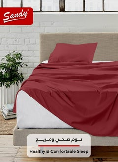 Sandy Sandy Premium Hotel Quality Flat Sheet and Pillow Case, Bed Sheet 2 Pieces Set, Soft & Breathable and Cooling, Extra Twin Size 243 x 167 cm, Burgundy  - Image 2