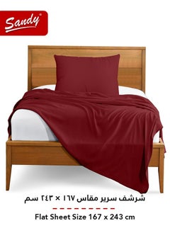 Sandy Sandy Premium Hotel Quality Flat Sheet and Pillow Case, Bed Sheet 2 Pieces Set, Soft & Breathable and Cooling, Extra Twin Size 243 x 167 cm, Burgundy  - Image 3