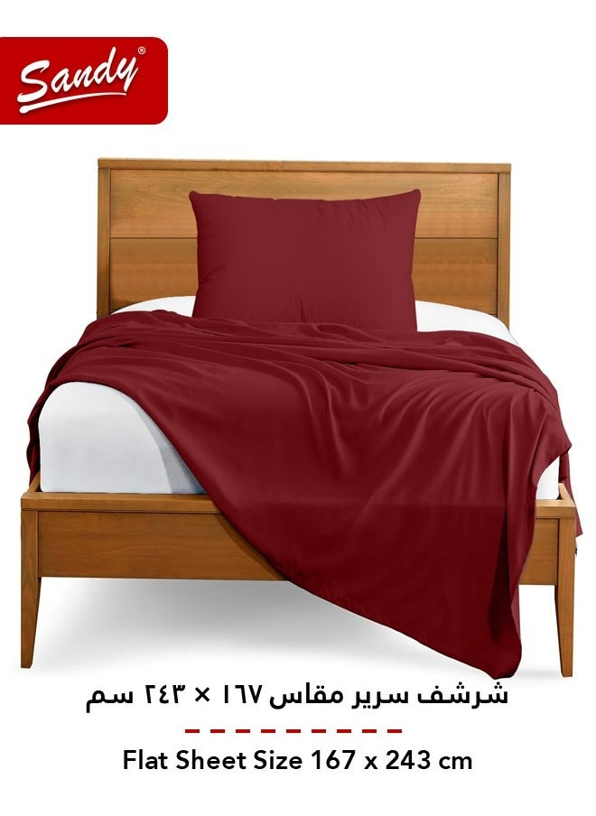 Sandy Sandy Premium Hotel Quality Flat Sheet and Pillow Case, Bed Sheet 2 Pieces Set, Soft & Breathable and Cooling, Extra Twin Size 243 x 167 cm, Burgundy  - Image 3