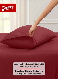 Sandy Sandy Premium Hotel Quality Flat Sheet and Pillow Case, Bed Sheet 2 Pieces Set, Soft & Breathable and Cooling, Extra Twin Size 243 x 167 cm, Burgundy  - Image 5