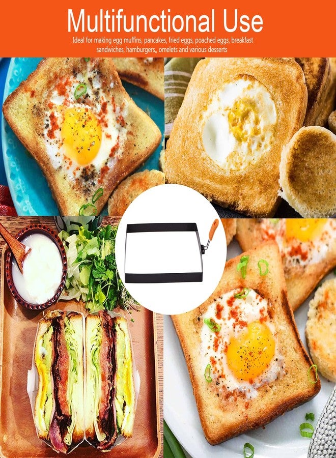 WOWITIS 2 Packs Large 8 Inch Square Omelette Ring for Griddle, Non-Stick Stainless Steel 8"Griddle Omelet Rings,Rectangular Egg Ring Pancake Ring Egg Mold Silicone Handle with Egg Separator & Oil Brush - Image 3