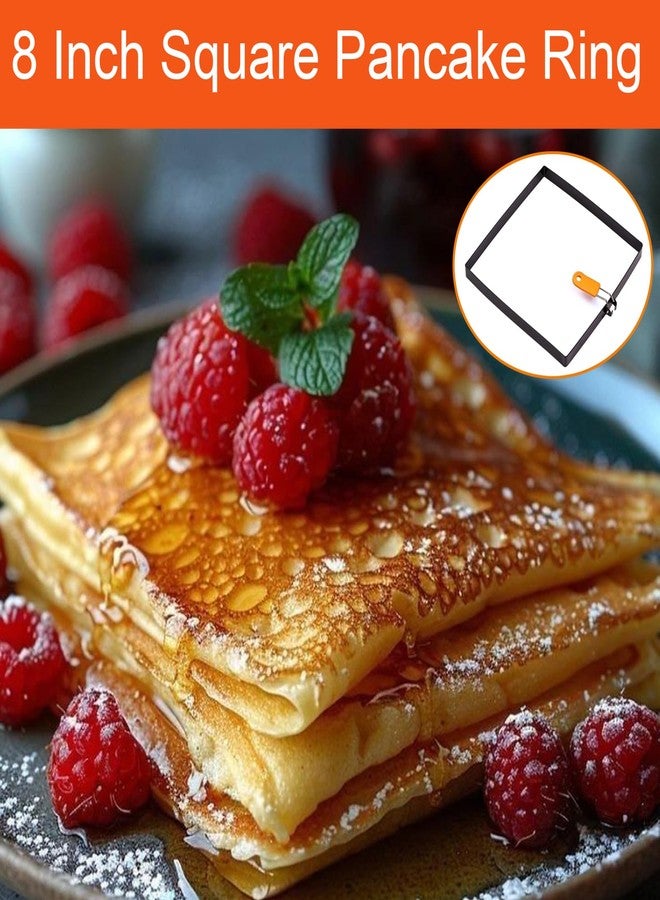 WOWITIS 2 Packs Large 8 Inch Square Omelette Ring for Griddle, Non-Stick Stainless Steel 8"Griddle Omelet Rings,Rectangular Egg Ring Pancake Ring Egg Mold Silicone Handle with Egg Separator & Oil Brush - Image 4