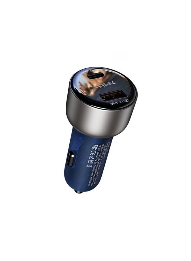 Yesido Y52 48W Dual-channel Fast Charging Zinc Alloy QC3.0 Car Charger(Black) - Image 1