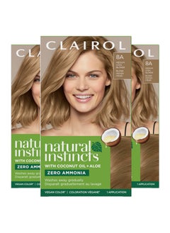 CLAIROL Clairol Natural Instincts Demi-Permanent Hair Dye, 8A Medium Cool Blonde Hair Color, Pack of 3  - Image 1