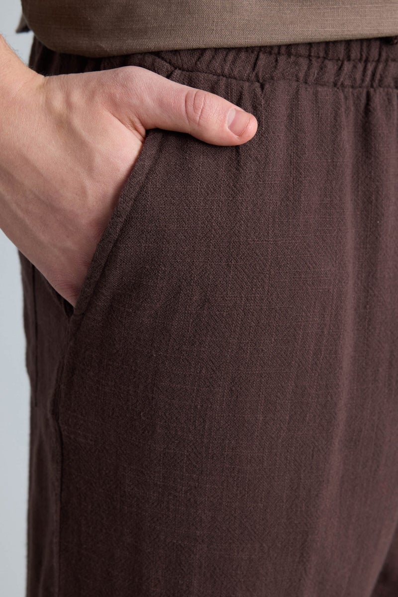 DeFacto Brown Man Baggy Fit Cotton Trousers Casual - Image 5