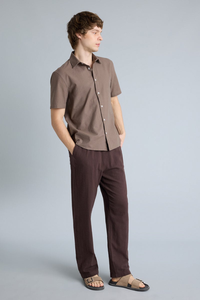 DeFacto Brown Man Baggy Fit Cotton Trousers Casual - Image 2