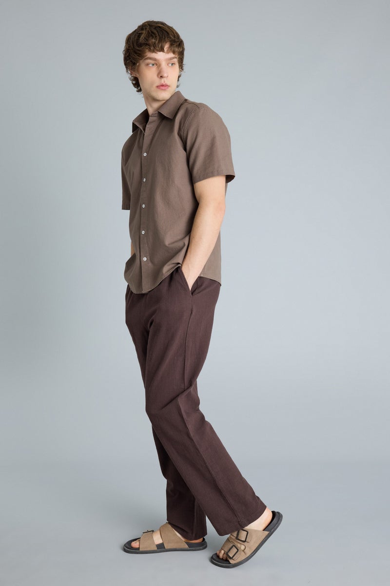 DeFacto Brown Man Baggy Fit Cotton Trousers Casual - Image 3