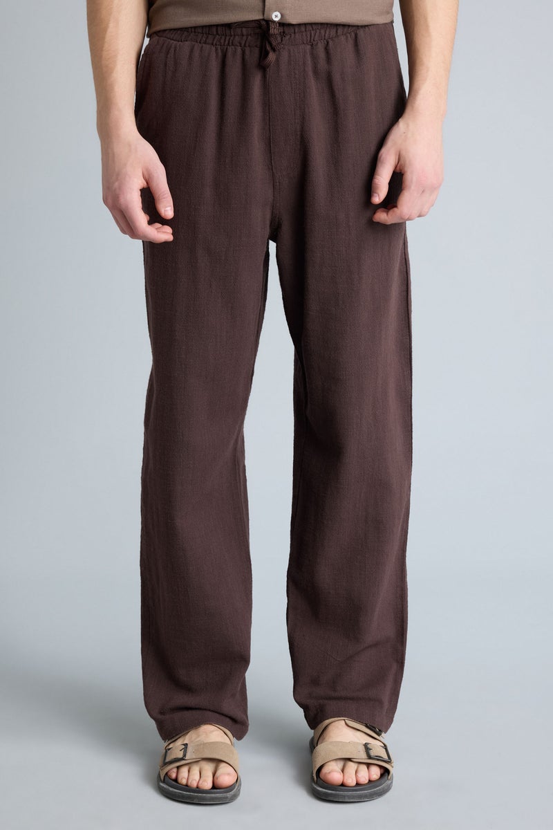 DeFacto Brown Man Baggy Fit Cotton Trousers Casual - Image 4