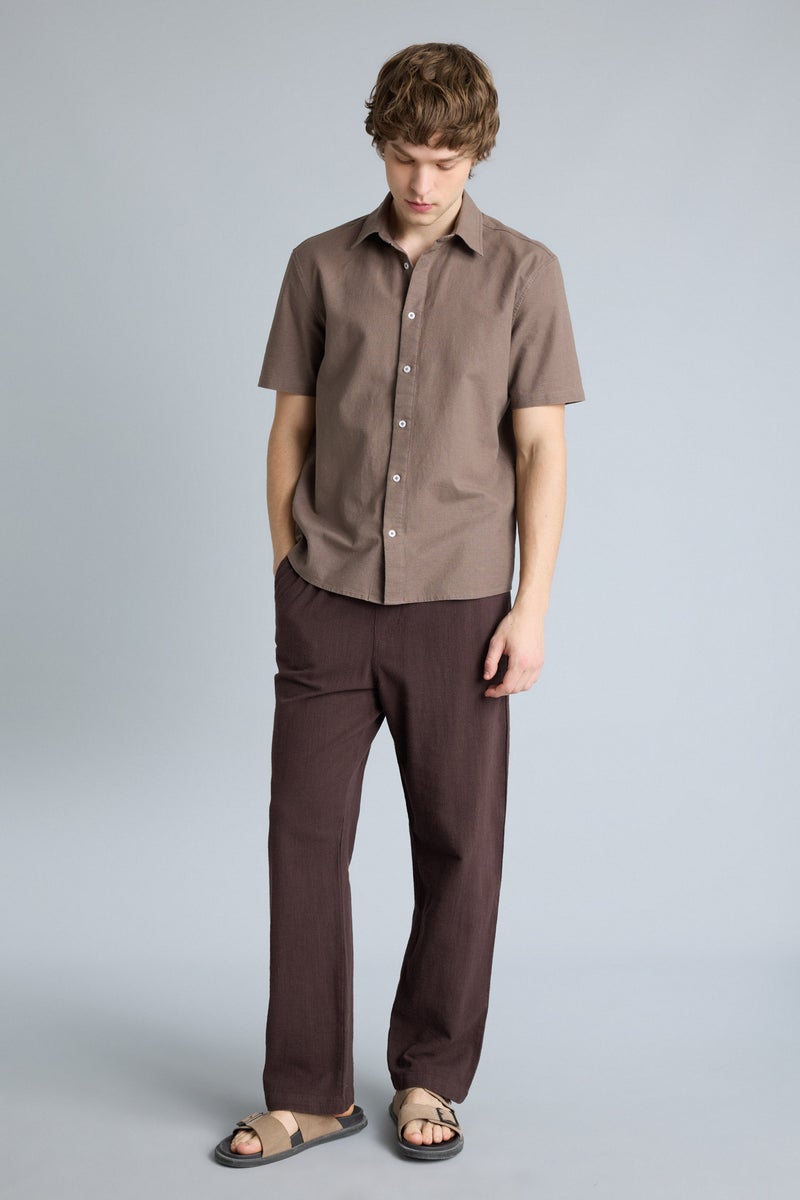 DeFacto Brown Man Baggy Fit Cotton Trousers Casual - Image 1