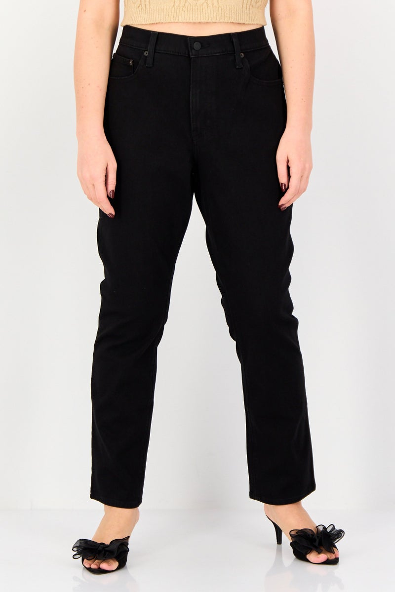Levi's Women Straight Fit Solid Stretchable Jeans, Black - Image 1