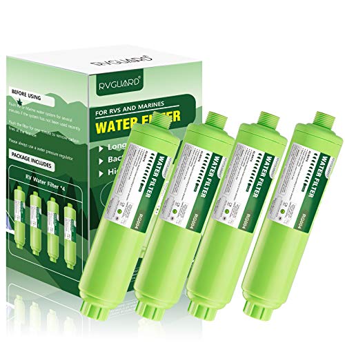 RVGUARD Inline RV Water Filter, Reduces Odors, Bad Taste, Rust, Chlorine, Ideal for RV and Marine use, 4 Pack - Image 1
