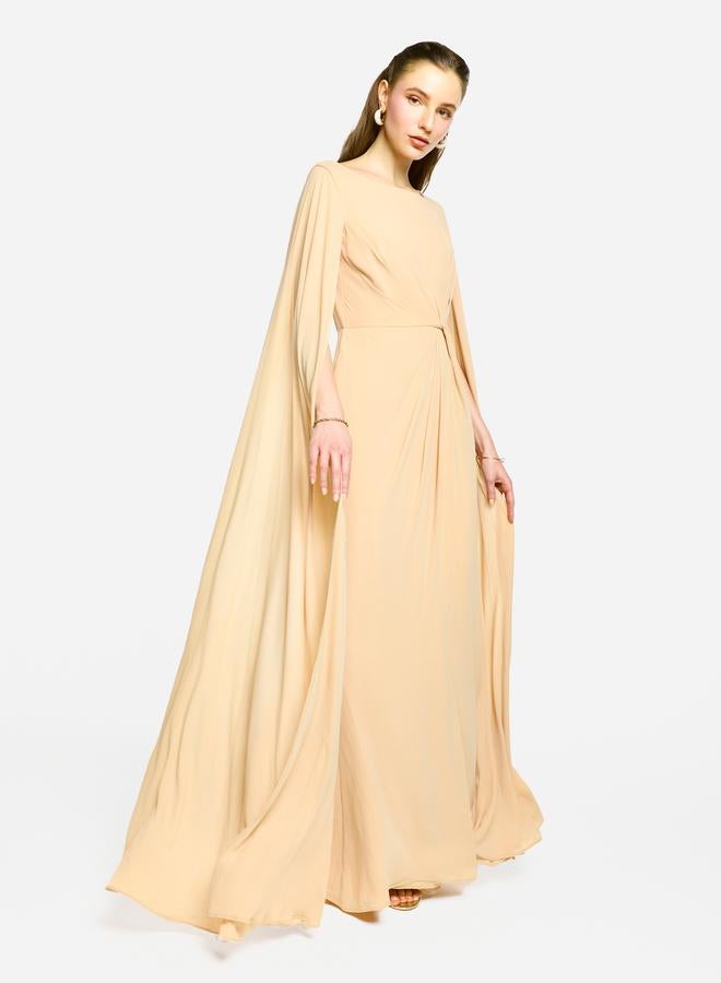 House of Moda Twisted Front Draped Cape Sleeves Maxi Dress - Image 3