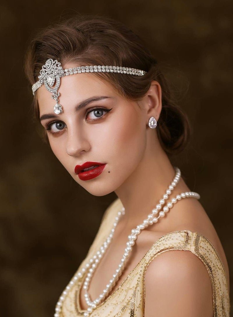 Loquat 1920's Flapper Headband, Great Gatsby Headpiece 20s Art Deco Hair Accessories Headband Sliver - Image 5