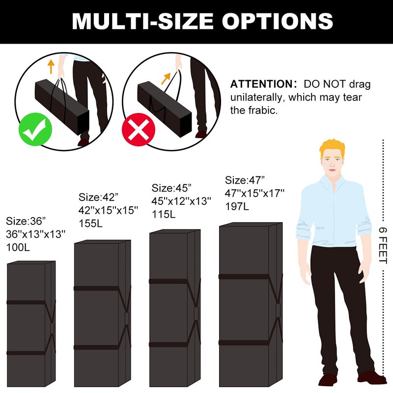 COOLBEBE 36" Sports Duffle Bag - 100L Large Travel Duffel Luggage Bag with Upgrade Zipper, Sturdy & Water Resistant, Black - Image 5