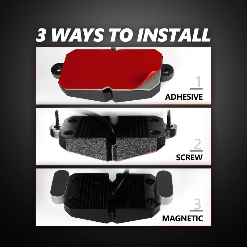 OPT7 Photon RGB LED Magnetic Rock Lights w/Bluetooth APP & Remote Control - 8 Pods Aluminum Frame Wide Angle Underglow Kit, IP68 Waterproof for Offroad Trucks Jeep SUV ATV UTV RZR, Valentines Day Gift - Image 5