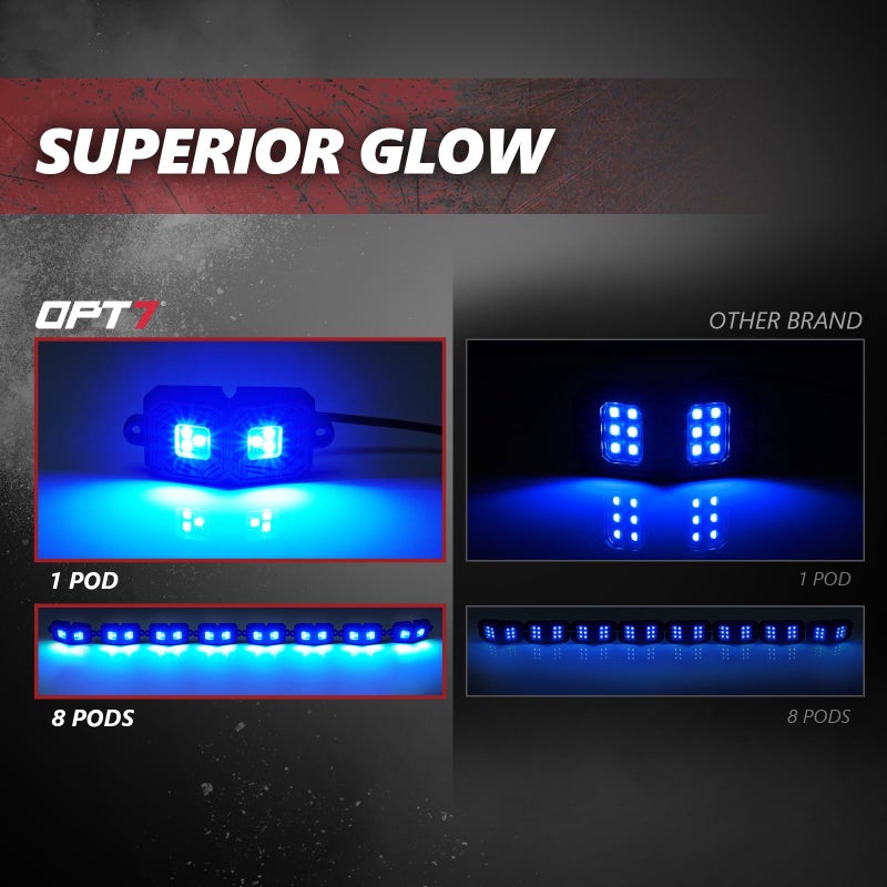 OPT7 Photon RGB LED Magnetic Rock Lights w/Bluetooth APP & Remote Control - 8 Pods Aluminum Frame Wide Angle Underglow Kit, IP68 Waterproof for Offroad Trucks Jeep SUV ATV UTV RZR, Valentines Day Gift - Image 4