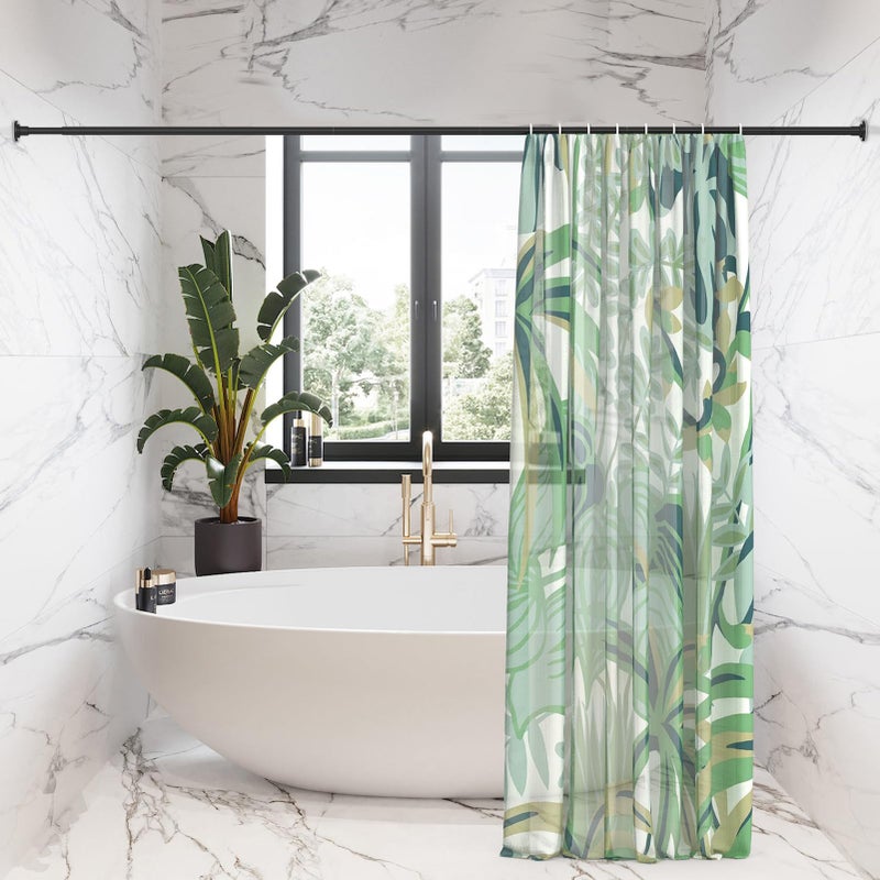SUNALLY Shower Curtain Rod Adjustable 32-75 Inch, Spring Tension Shower Rods Stainless Steel Telescoping Curtain Rod for Bathroom or Windows, No Drilling, No Slip, No Rust, Black - Image 3