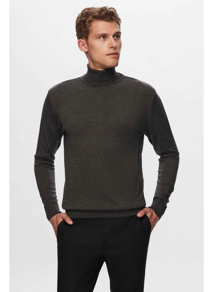 دي أس دامات Regular Fit Anthracite Cotton Blend Turtleneck Knitwear Sweater 5HF06ORT12007