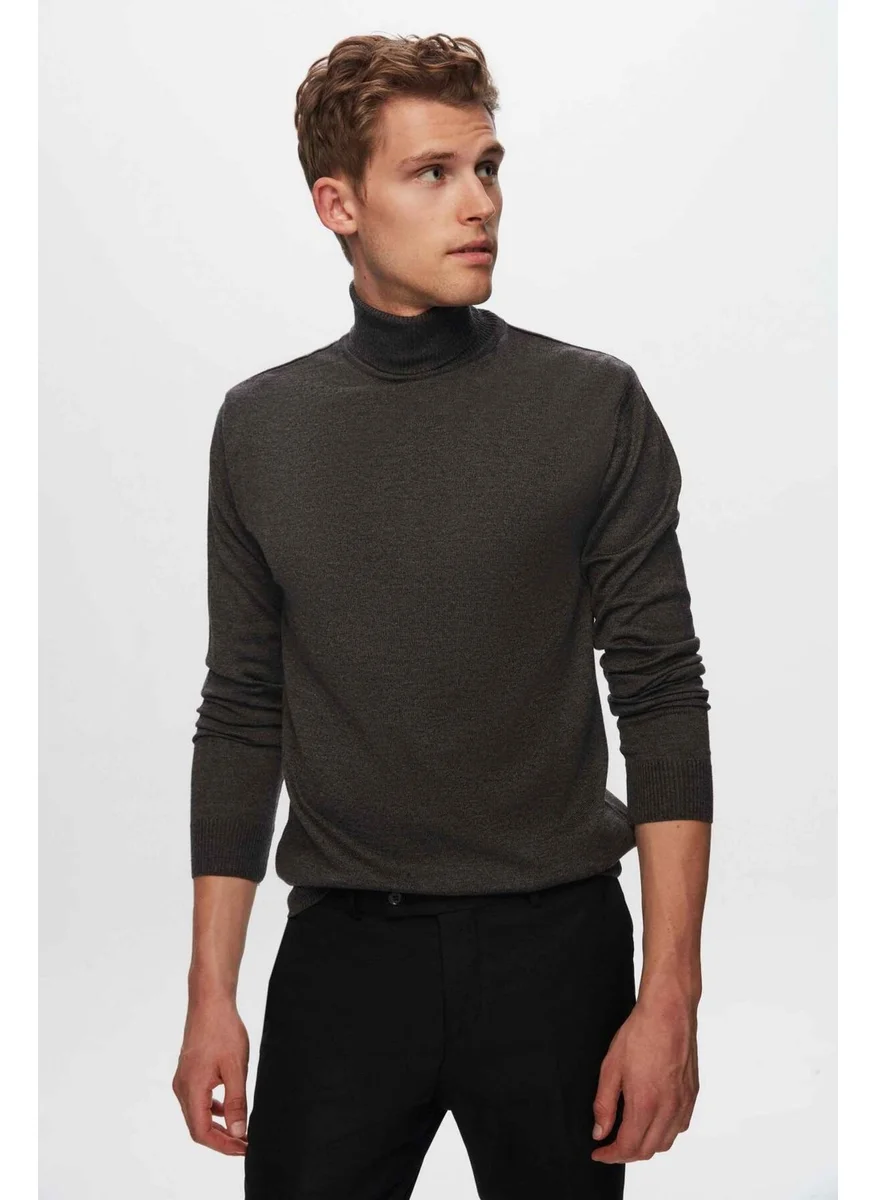 دي أس دامات Regular Fit Anthracite Cotton Blend Turtleneck Knitwear Sweater 5HF06ORT12007
