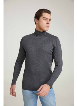 D'S DAMAT Regular Fit Anthracite Cotton Blend Turtleneck Knitwear Sweater 5HF06ORT12007  - Image 1