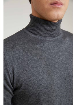 D'S DAMAT Regular Fit Anthracite Cotton Blend Turtleneck Knitwear Sweater 5HF06ORT12007  - Image 3
