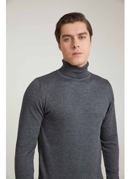 D'S DAMAT Regular Fit Anthracite Cotton Blend Turtleneck Knitwear Sweater 5HF06ORT12007  - Image 2